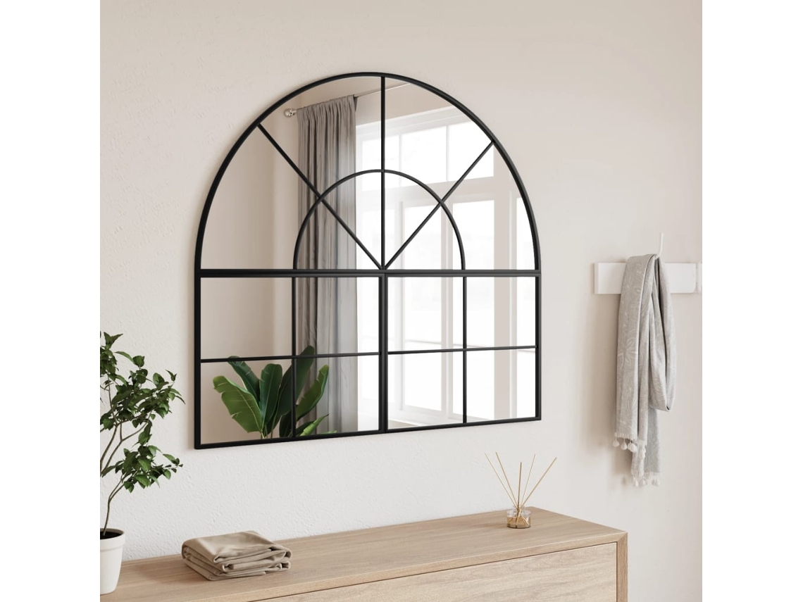 Espejo De Pared Arco De Hierro Negro 100x90 Cm