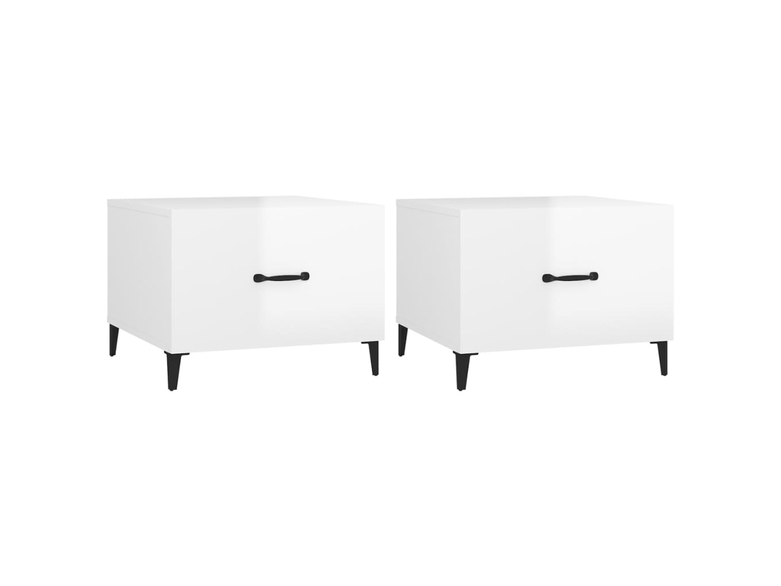 Mesas de Centro + Patas Metálicas 2uds Blanco Brillo MAISON EXCLUSIVE (50x50x40 cm)