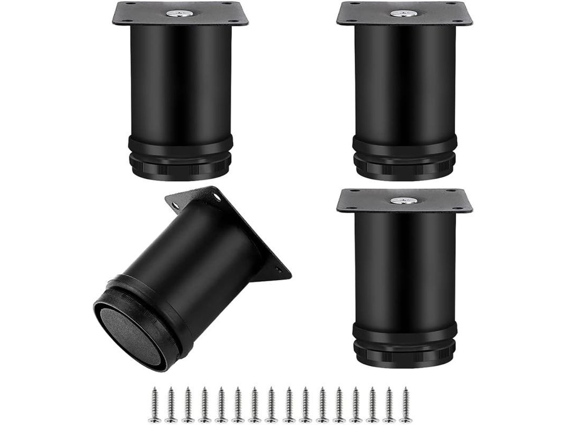2026-patas De Mueble Ajustables Linjou 4 Piezas Acero Inoxidable Redondas 50*60mm Altura 0-10mm Negras