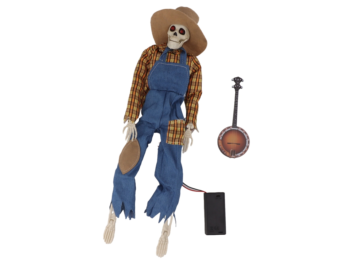 Estatua de vaquero con calavera y ojos brillantes para decoración de mesa de Halloween
