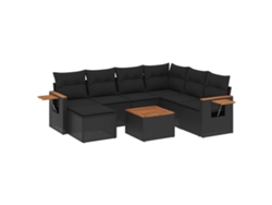 Maison Exclusive - Set De Sofás De Jardín 8 Piezas Y Cojines Ratán Sintético Negro