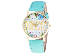 Reloj De Pulsera De Estilo Étnico Para Mujer Con Estampado Floral, Correa De Pu Y Movimiento De Cuarzo (menta)
