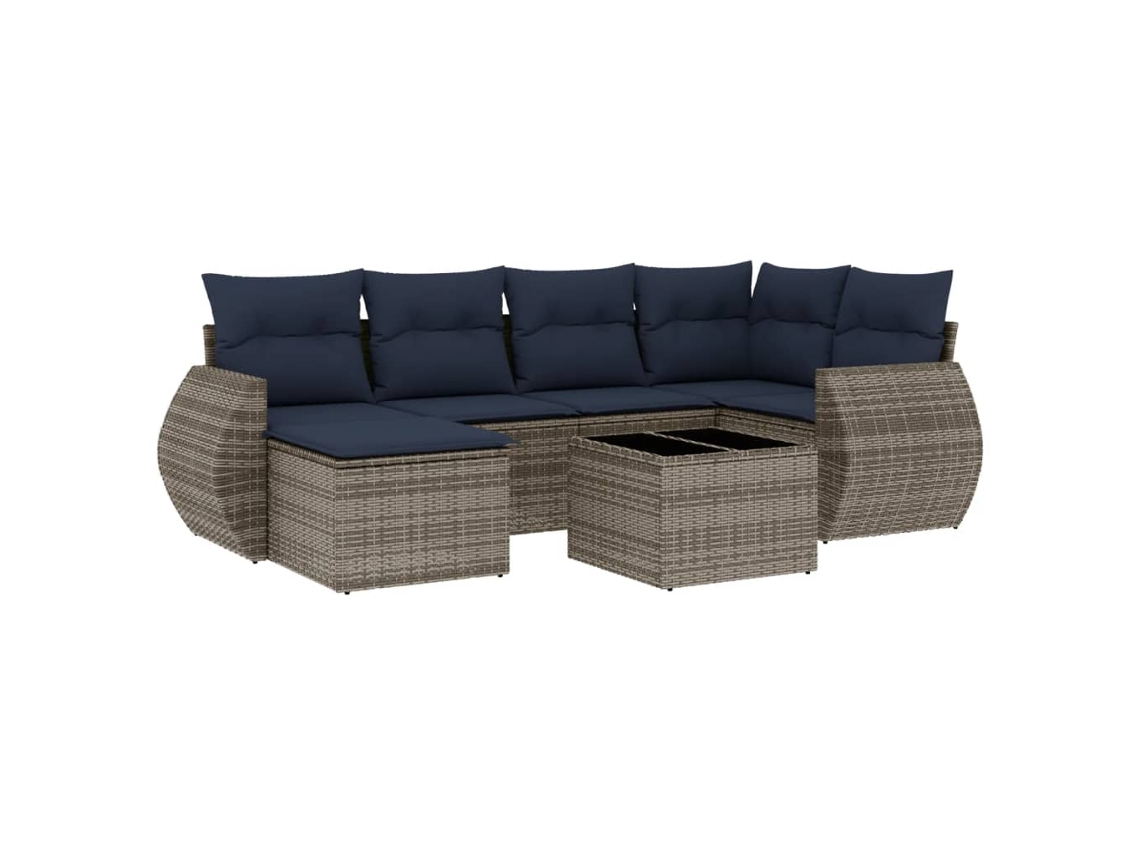 Maison Exclusive - Conjunto De Sofá De Jardín De 7 Piezas Con Cojines, Poliratán Gris