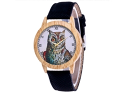 Reloj De Pulsera Unisex Zhoulianfa, Estampado De Búho, Movimiento De Cuarzo Vaquero, Negro.