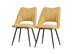 Juego de 2 sillas de comedor amarillo mostaza Asiento de poliéster Patas de metal negro ML-DESIGN