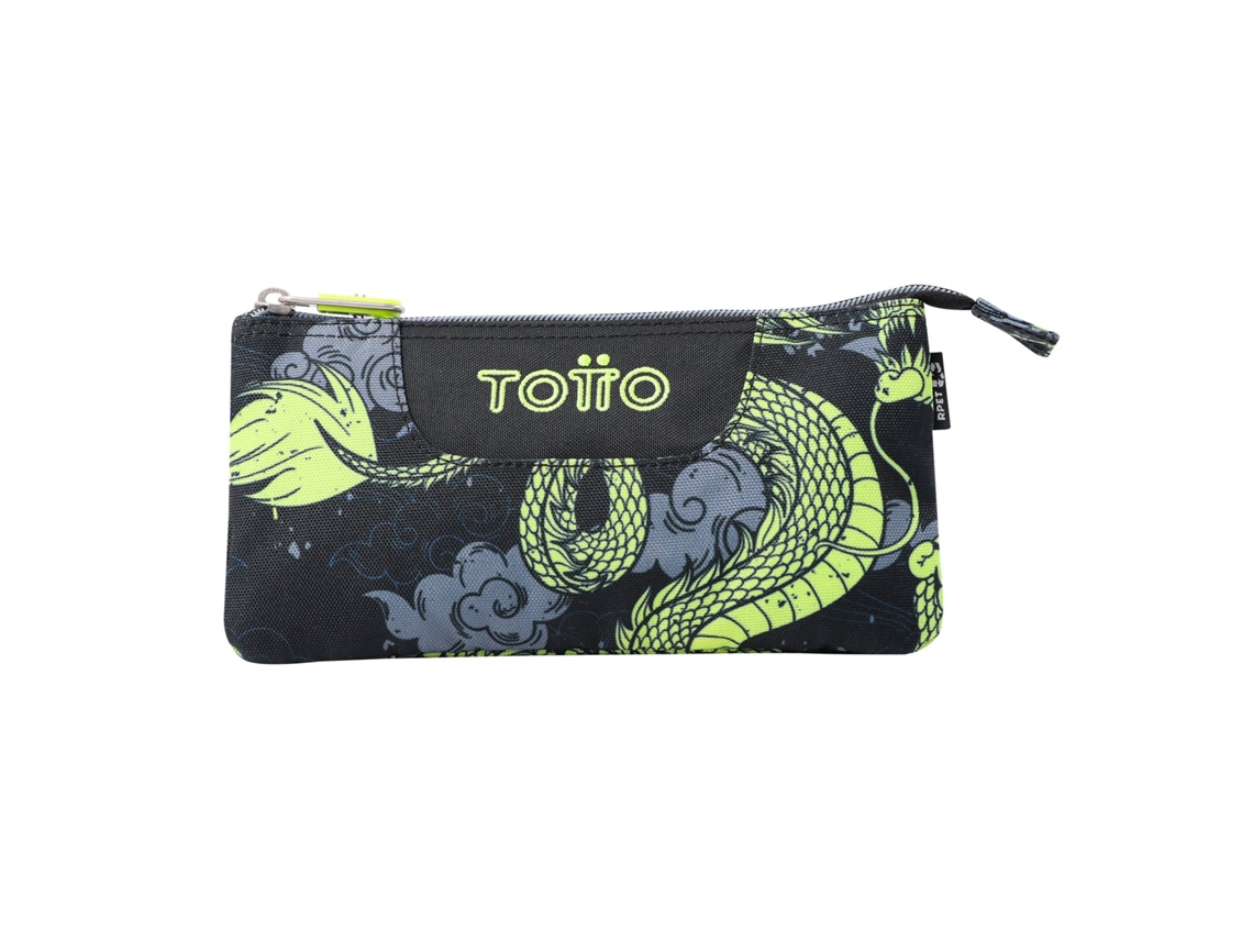 Estuche Escolar Eco-Friendly Tres Compartimentos Azul Dragony Tablero TOTTO