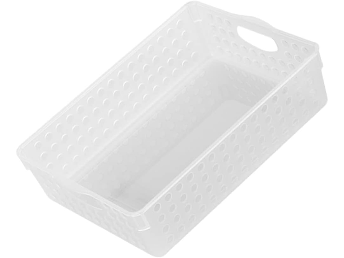 Cesta organizadora de escritorio grande de plástico blanco GOKOCO para documentos.