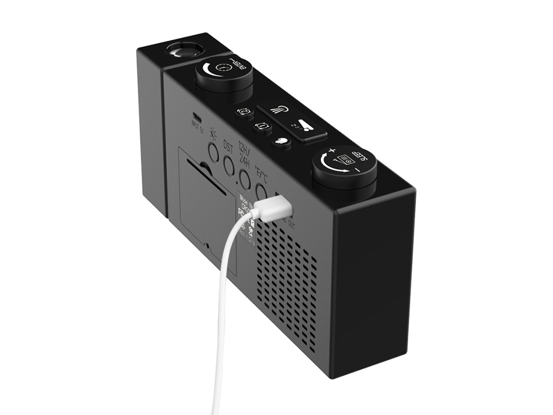 Reloj Despertador Digital Con Pantalla Lcd, Doble Alarma, Función De Repetición, Pronóstico Del Tiempo Y Cargador Usb.