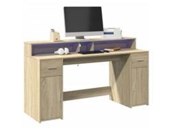 Escritorio | Mesa | Escritorio con luces LED 160x55x91cm Roble derivado Sonoma
