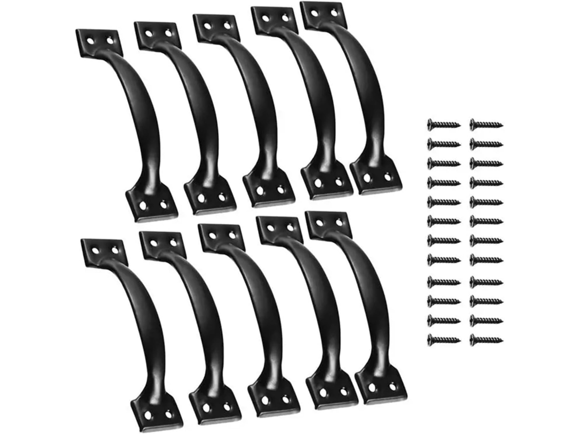 Juego De 10 Tiradores Metal Negro Para Puertas Correderas Cajones Armarios Alacenas Y Cómodas., Resistente