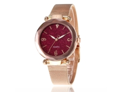 Reloj De Cuarzo De Moda Para Mujer Con Diamantes Y Correa De Lichi Beige F-380a