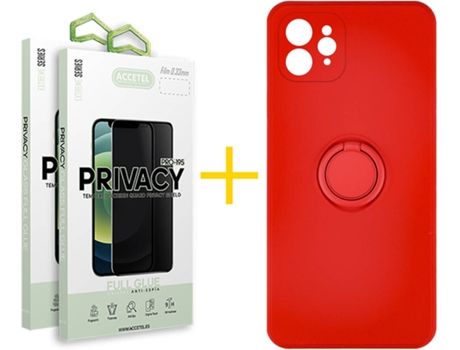 Carcasa + 2 Protectores de Pantalla para iPhone 11 Pro Max ACCETEL Rojo
