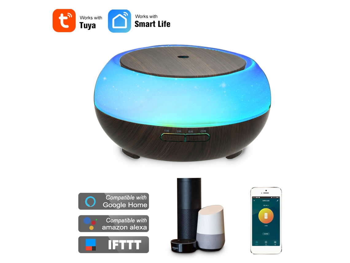 Rebe-lámpara De Noche Led Inteligente Con Humidificador 400ml, Difusor De Aceites Esenciales, Control Wifi/app/voz Compatible Con Alexa Home