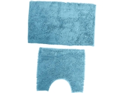 Juego De 2 Alfombrillas De Baño De Chenilla, Antideslizantes, Absorbentes Y Fáciles De Limpiar, Color Azul.