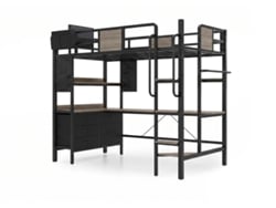 Litera Metalica Juvenil Tena Gris 90cm, Escritorio + 5 Cajones, 90cm, Gris