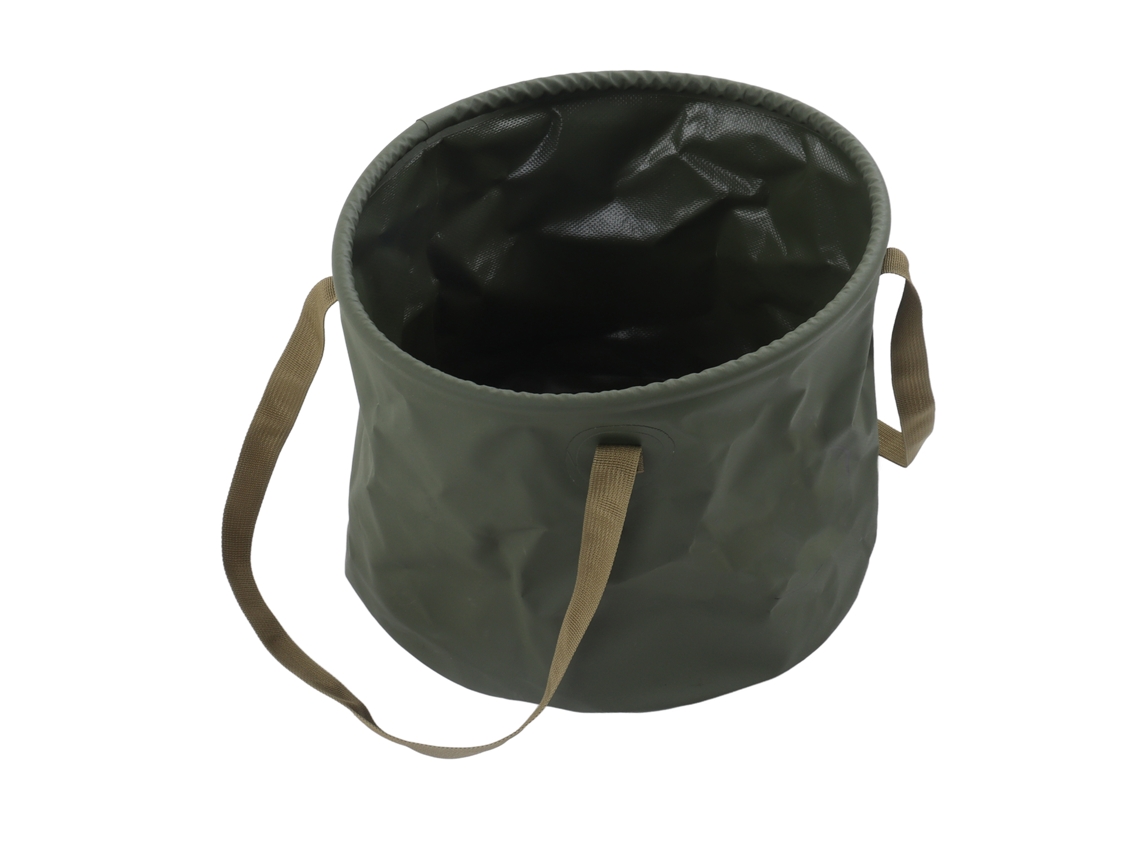 Cubo plegable verde de 20 litros, ligero, multifuncional, portátil para acampar al aire libre.