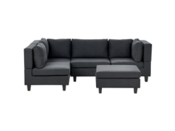 Sofá esquinero con reposapiés BELIANI Unstad de Poliéster Negro 228x152x72