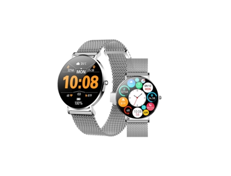 Smartwatch CHRONUS T8 para mujeres y hombres, pantalla Amoled de 1,3 pulgadas, apariencia minimalista ultra-delgada de 6,8 mm (Plateado)