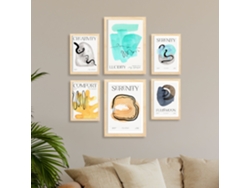 NACNIC Set De 6 Posters Abstractos Elementos Láminas Con Estética Exposición De Arte Ilustraciones A Todo Color Para  Tamaños A3 & A4 Marcos Negros