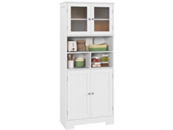 Estante de Cozinha para Microondas, 4 Níveis, Ganchos, Pés Ajustáveis, Marrom Rústico, 60x40x125 Cm ZENCORE SERVICES