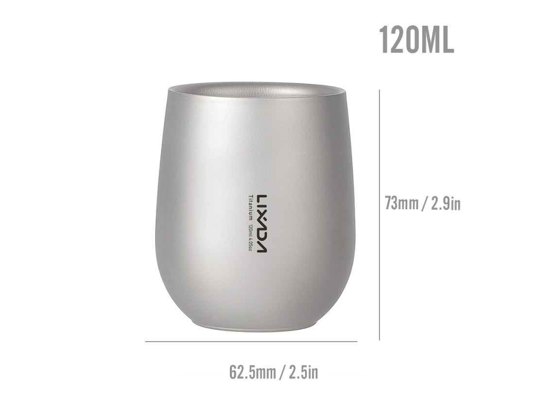 Vaso De Agua Ultraligero De Titanio Con Doble Pared Aislante De 120 Ml Para Camping, Senderismo, Hogar Y Oficina.