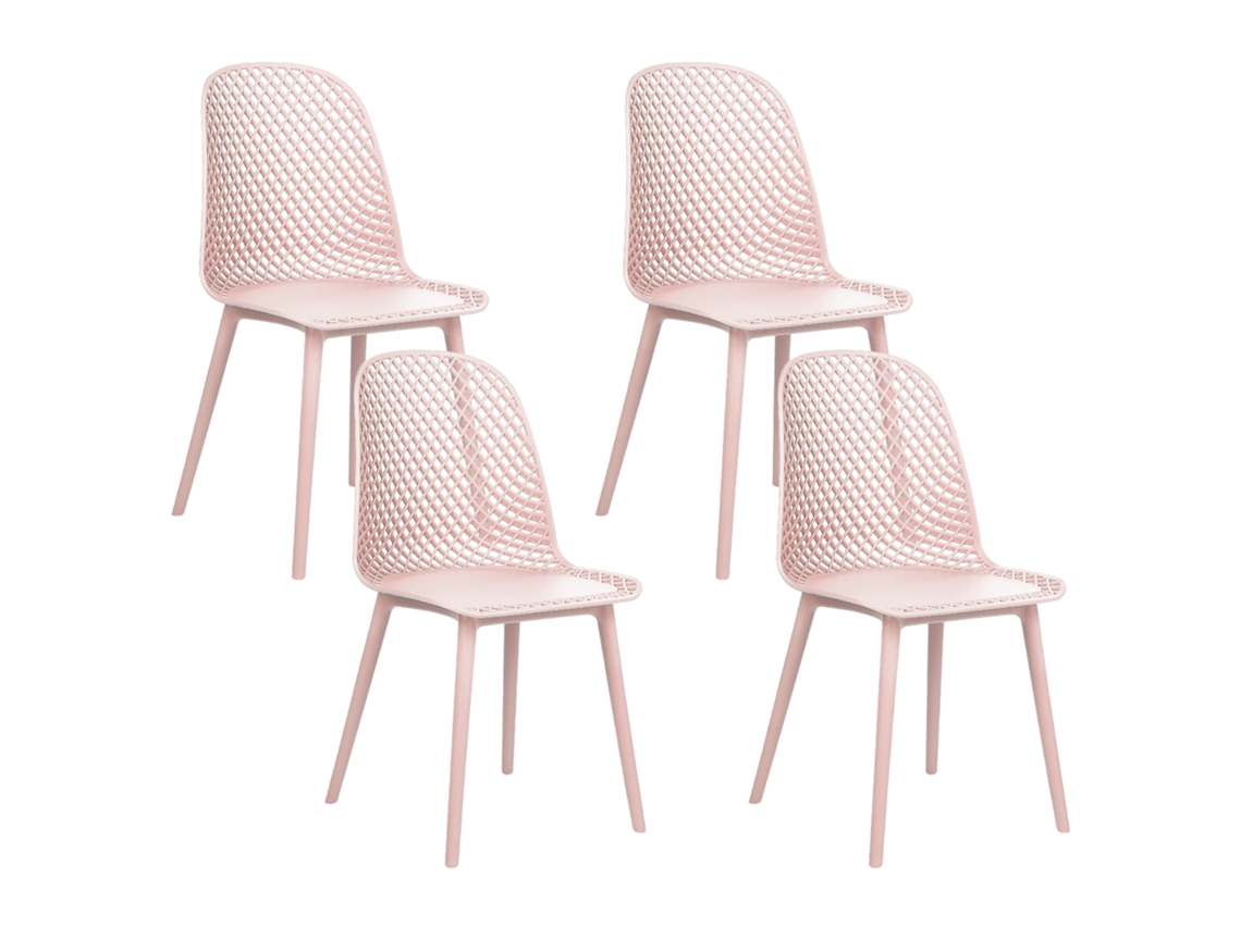 Conjunto de 4 cadeiras minimalistas BELIANI Emory de Material sintético Rosa 45x52x81
