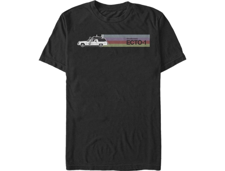 Camiseta Unisexo DEEPSTONE Retro Ecto-1 Ghostbusters Negro (L)