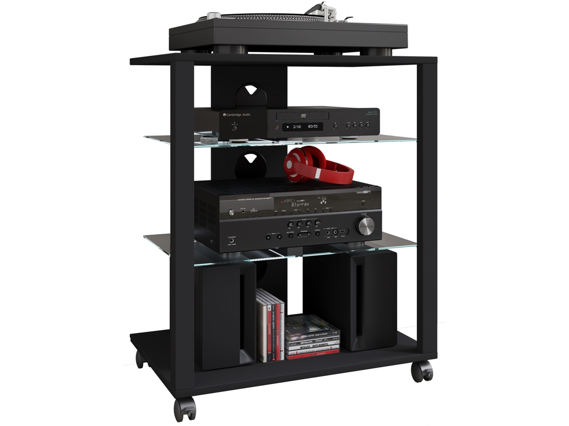 Estante para muebles Hi-Fi con ruedas de cristal VCM