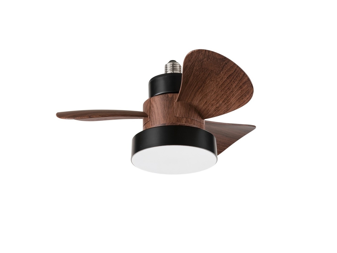 Ventilador de techo Perenz en nogal con luz LED de 15 W y aspas ABS, 3 velocidades, silencioso, con mando a distancia, conexión E27, diámetro de 36 cm.