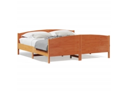 Maison Exclusive - Cama Sin Colchón Madera Maciza De Pino Marrón Cera 200x200 Cm
