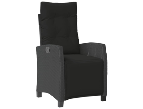 Sillón reclinable de jardín VIDAXL con reposapiés ratán PE negro