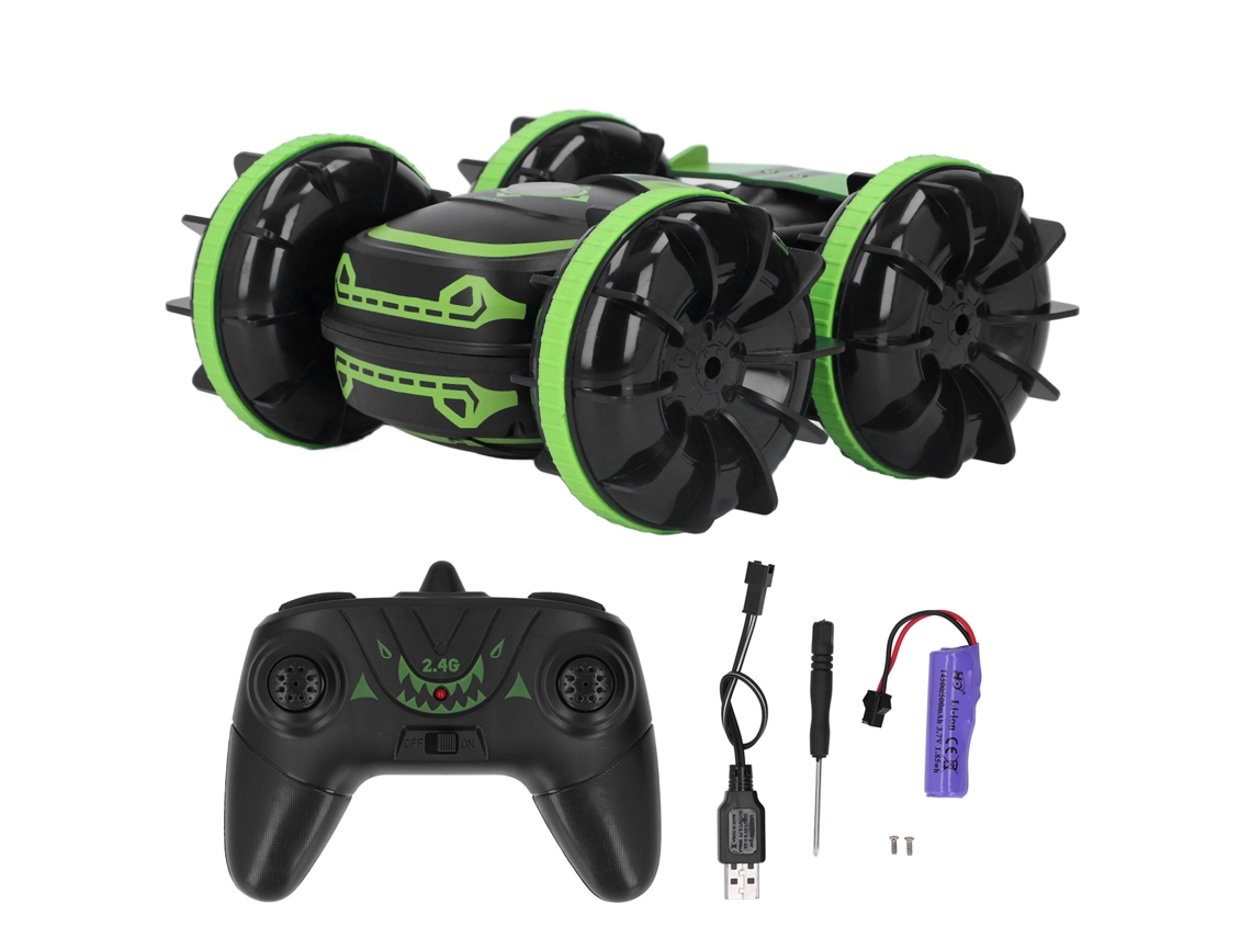 Ats-coche De Control Remoto Anfibio 2.4ghz Con Rotación 360 Grados Recargable Usb Juguete Para Niños Verde