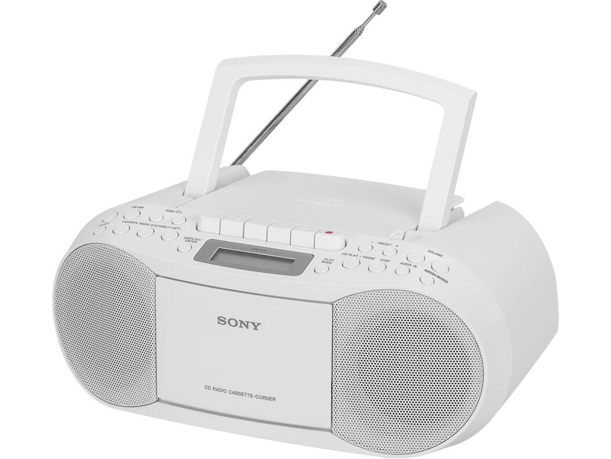 Radio Boombox c/ Lector CD SONY CFDS70W (Blanco - Digital - AM/FM