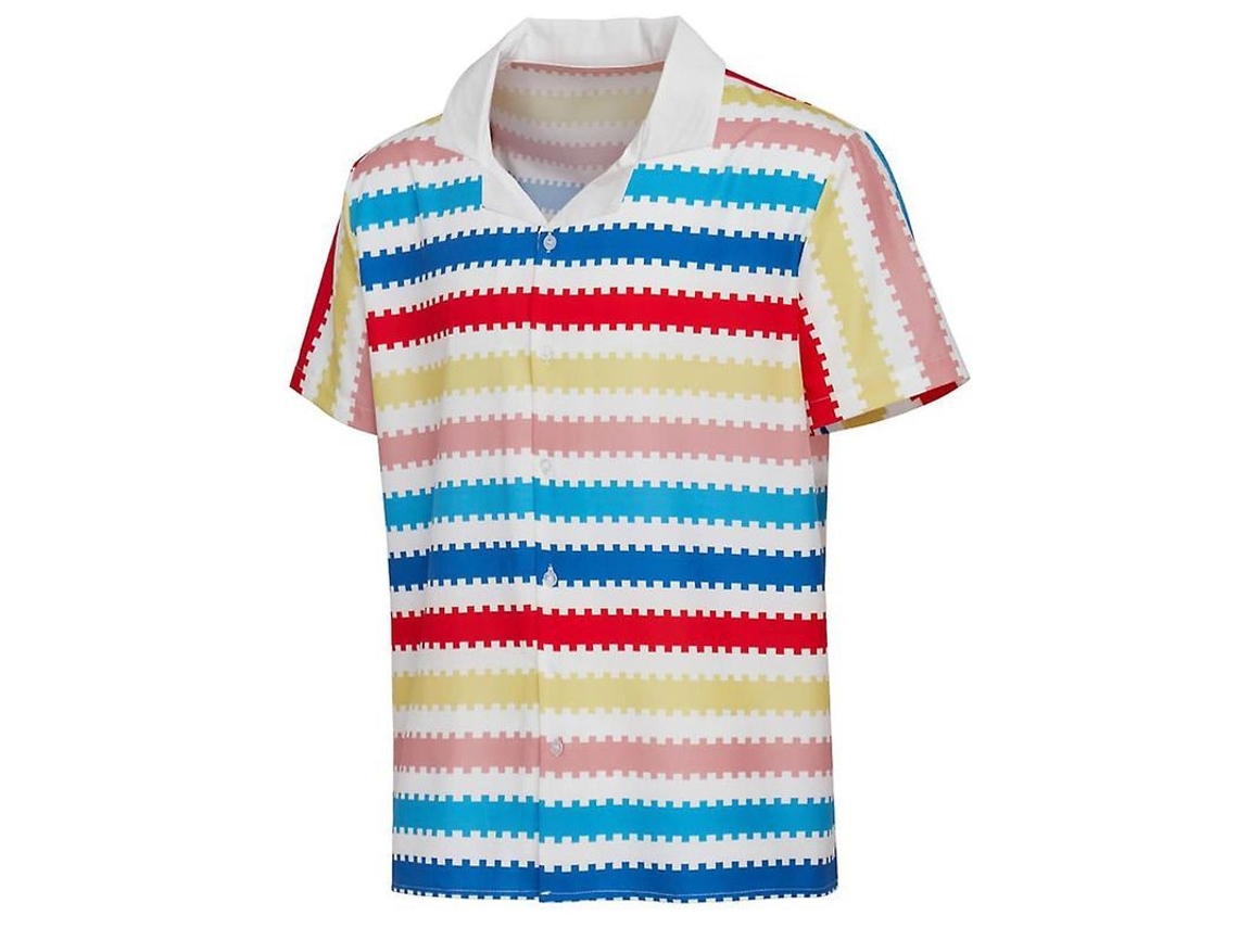 2026-camisa De Cosplay Ken Barbie Película 2023 Rayas Arcoíris Manga Corta Verano Hawaiian