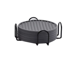 Juego De 6 Ruedas De Silicona Antiadherentes Y Resistentes Al Calor Con Soporte Para Mesa De Cocina - Gris