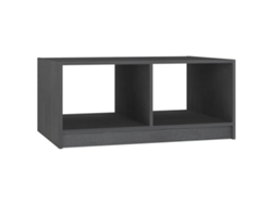 Mesa de centro de madera maciza de pino gris (75 x 50 x 33,5 cm)