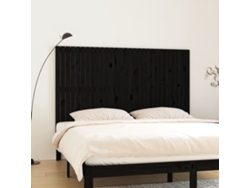 Cabecero De Cama Pared Madera Maciza Pino Negro 185x3x110 Cm