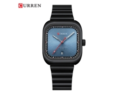 Reloj De Pareja Unisex Cuadrado (negro Y Azul) Con Correa De Malla, Esfera Pequeña Resistente Al Agua.