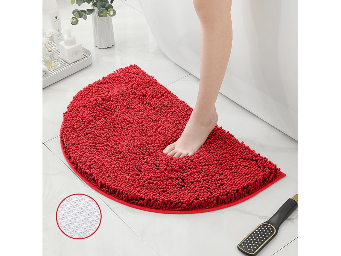 Alfombra de Baño LUUCOZK Antideslizantes Absorbentes Secado Rápido Decoración Fondo Tpr Poliéster Rojo (50x80cm)