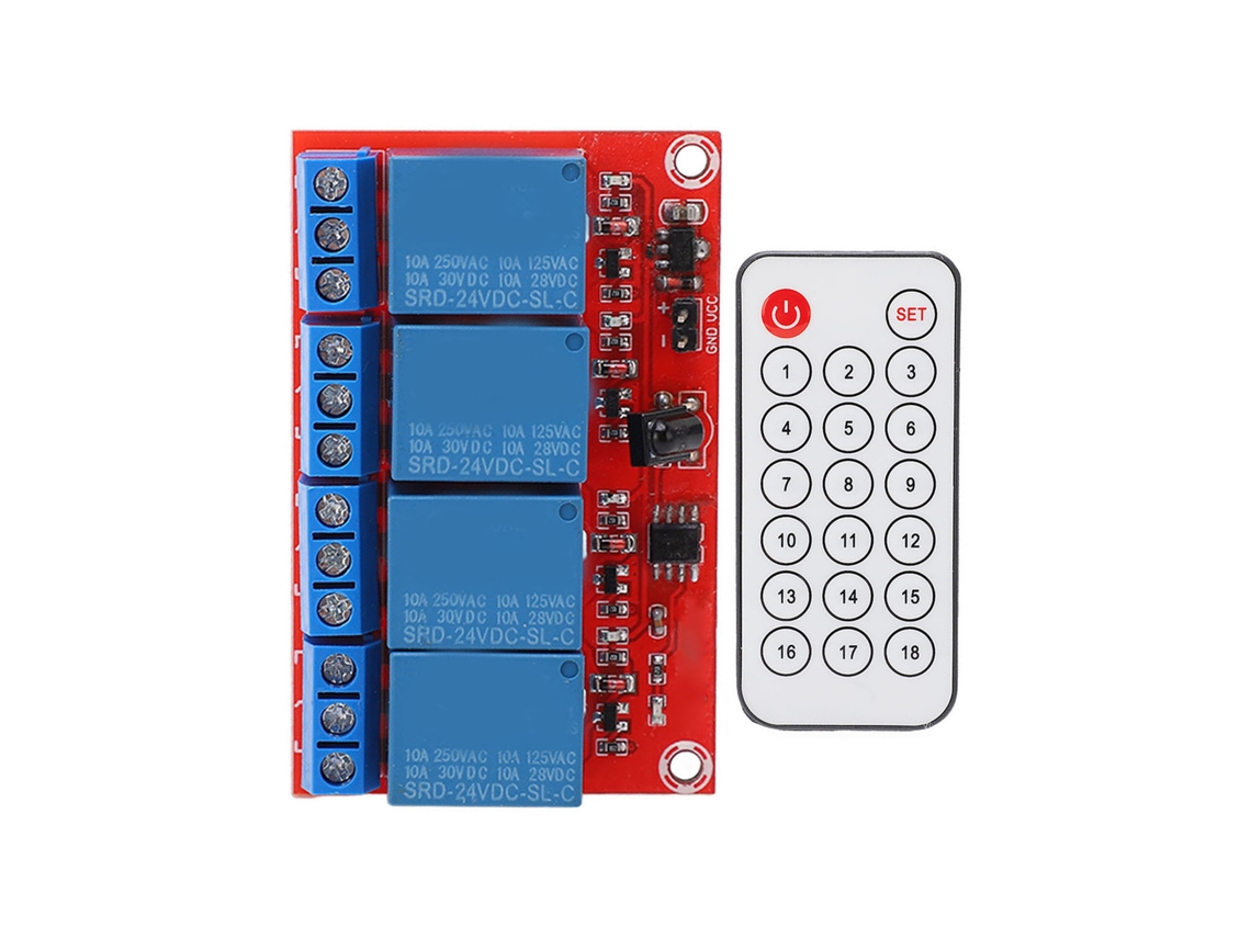 2026as-módulo De Relé De 4 Canales Receptor Infrarrojo Transceptor Conmutador Control 24v Set