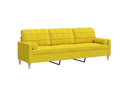 Maison Exclusive - Sofá De 3 Plazas Con Cojines Tela Amarillo Claro 210 Cm