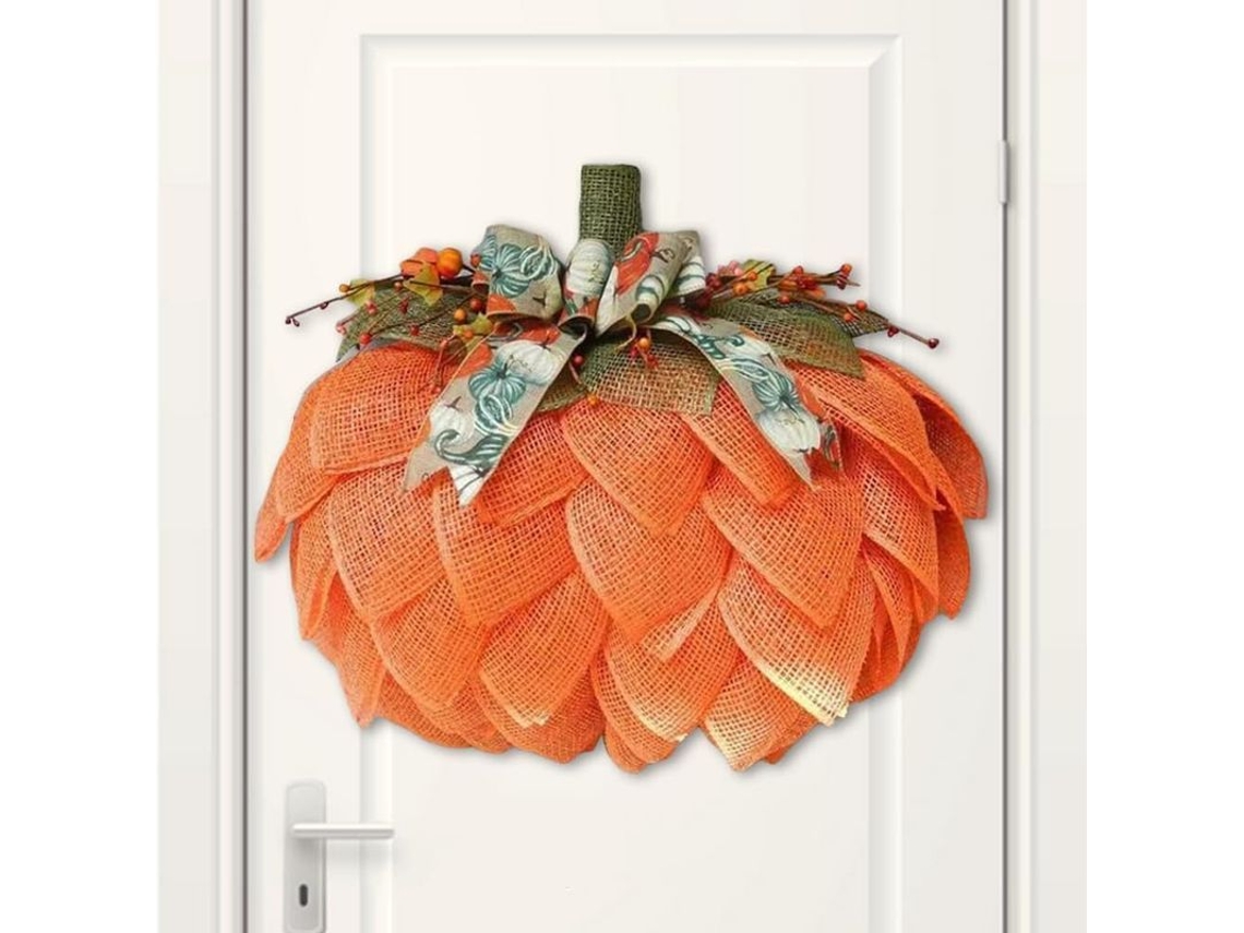 Corona De Calabazas De 35 Cm Para Puerta O Pared - Decoración De Otoño, Halloween, Navidad Y Acción De Gracias