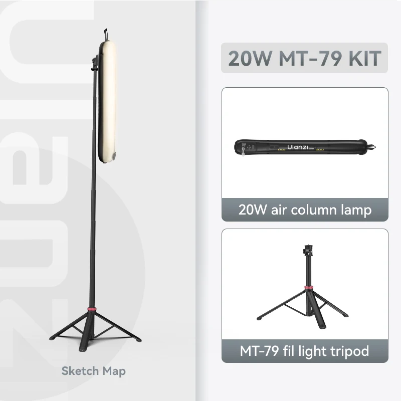 Kit de luz inflable bicolor UA20 de 20 W con trípode MT-79, flexible, para emisoras y transmisiones en vivo.
