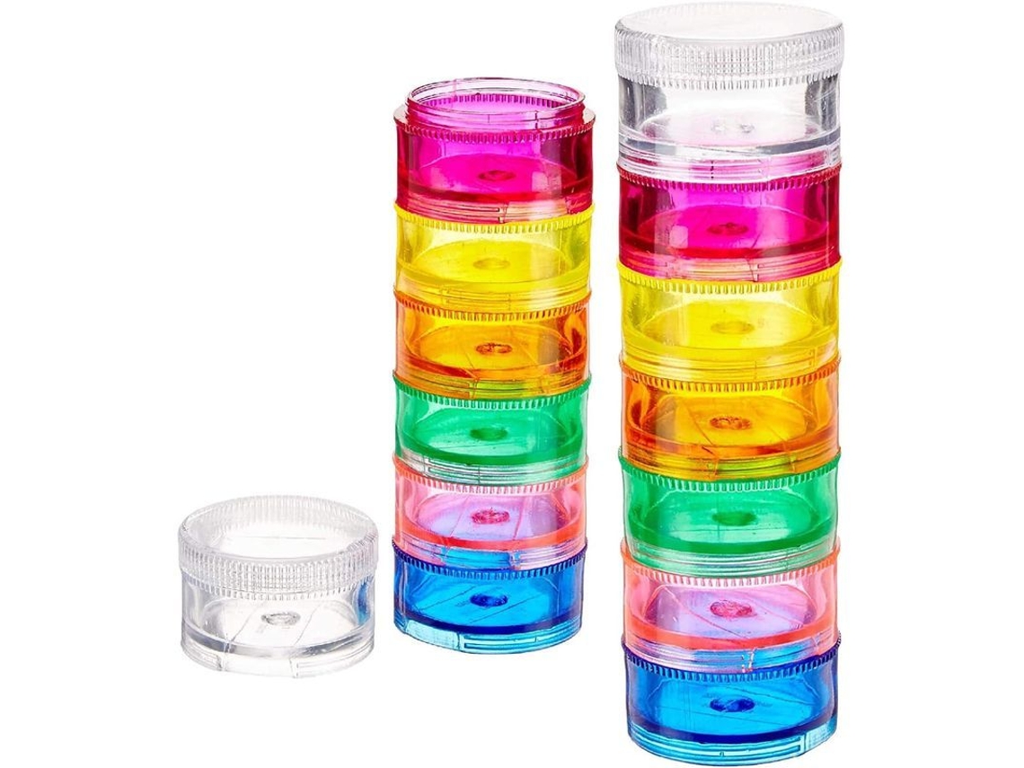 Organizador De Pastillas Apilable De 7 Días Con 2 Unidades, Botiquín Portátil Rainbow