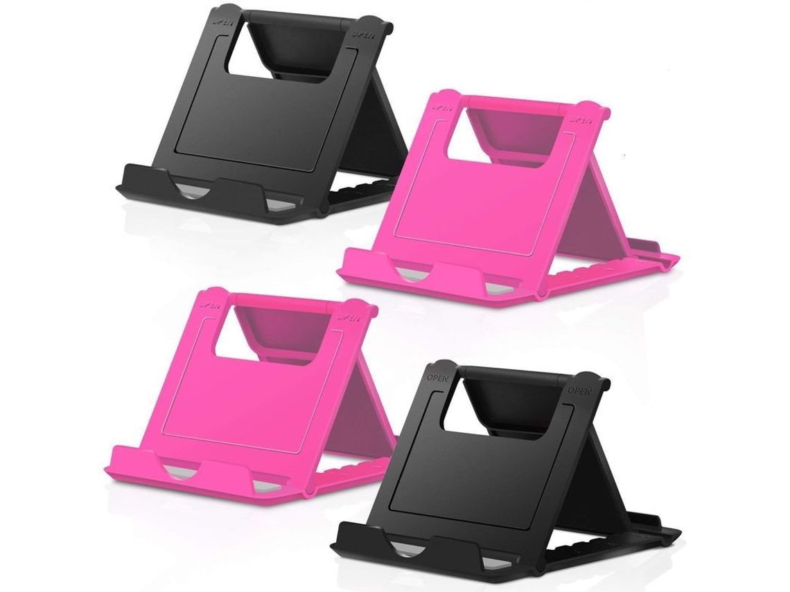 Soporte Para Teléfono Móvil, 4 Unidades, Plegable Universal, Con Ajuste De Ángulo, 2 De Metal Negro + 2 De Metal Rosa.