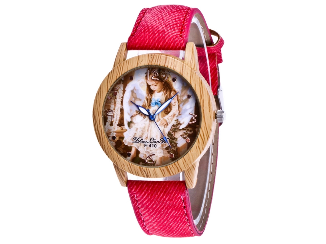 Reloj Casual Para Mujer Zhoulianfa Con Figuras Estampadas Y Correa Vaquera, Cuarzo Rosa.