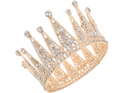 Gran Tiara Redonda De Cristal Dorado Para Bodas, Accesorio Para La Novia.