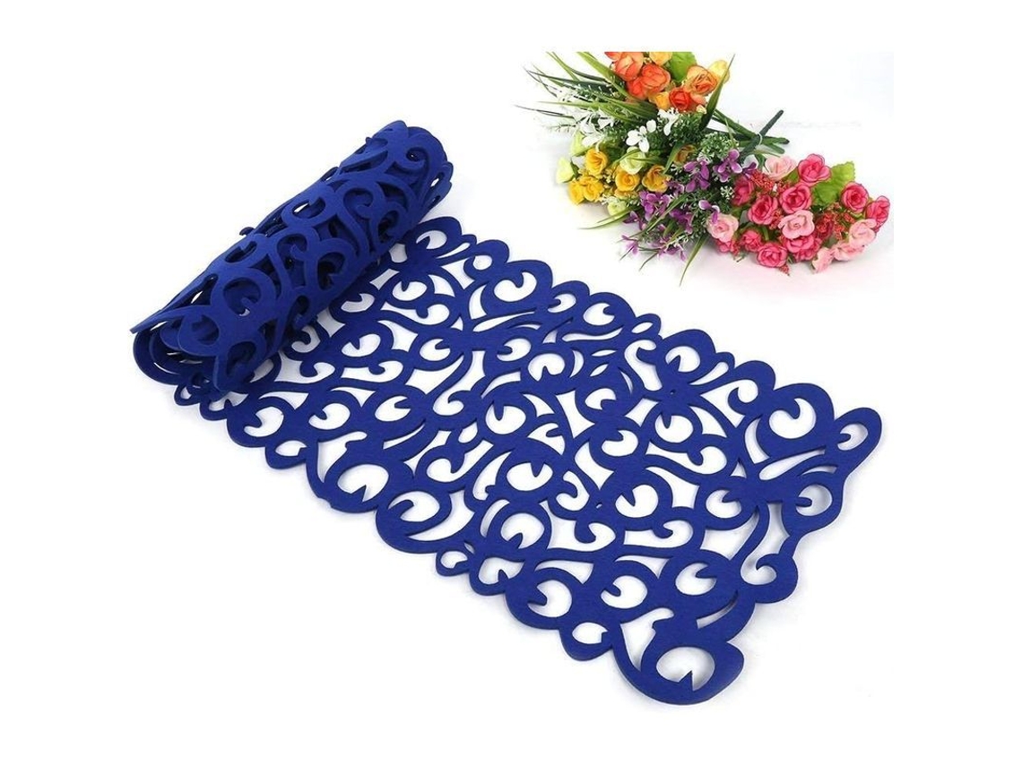 Camino De Mesa Rectangular De Fieltro, Azul Marino, Tamaño 102x29cm/40x11 Pulgadas