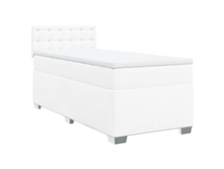 Maison Exclusive - Cama Box Spring Con Colchón Cuero Sintético Blanco 90x190 Cm