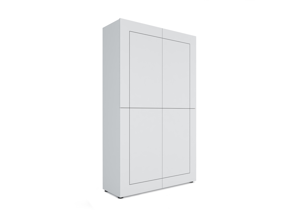 Aparador alto Elios con 4 puertas, 100x35x165 cm, blanco brillo.